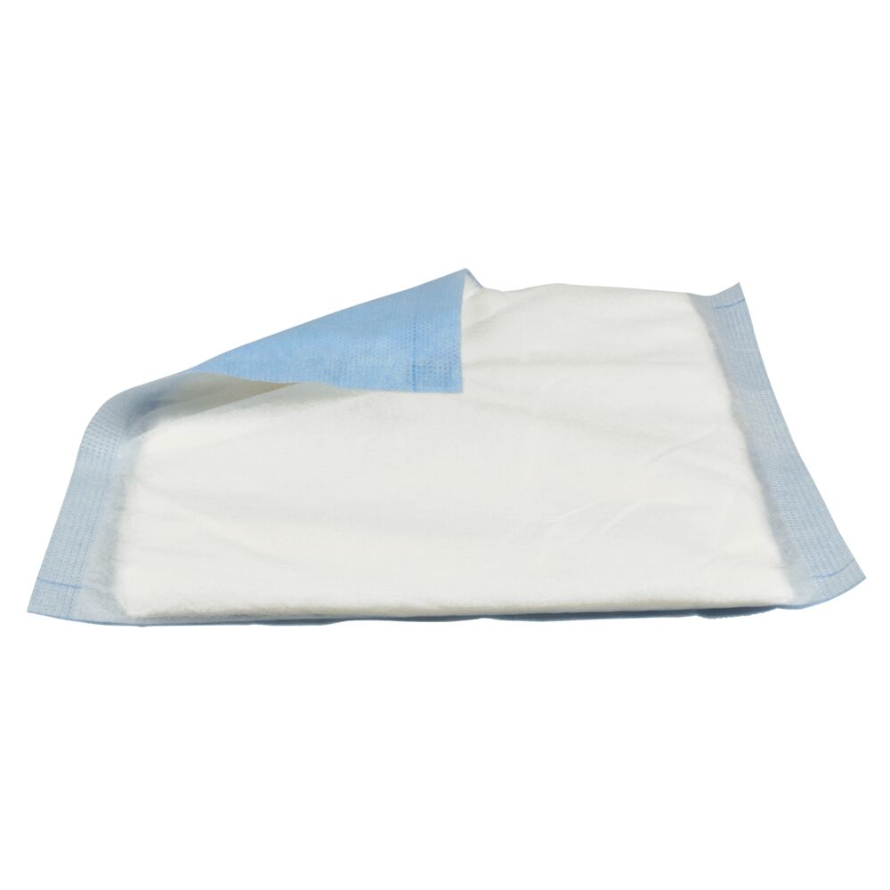 Absorberende bandasje, ABENA, 20x20cm, hvit, m/blå bakside, lateksfri, usteril
