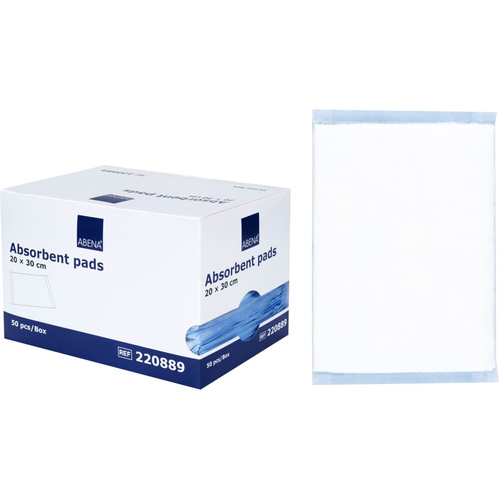 Absorberende bandasje, ABENA, 20x30cm, hvit, m/blå bakside, lateksfri, usteril