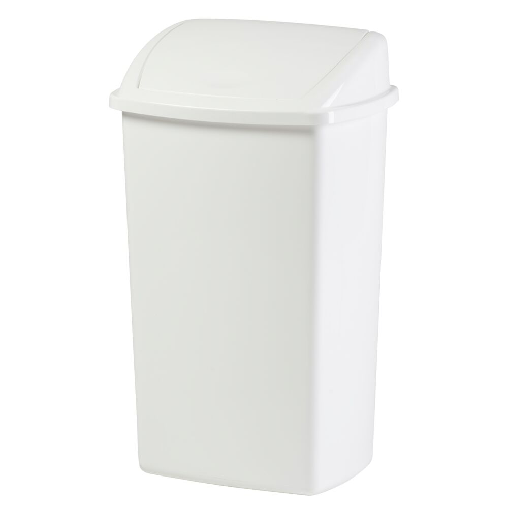 Avfallsbeholder, V-Part, Hvit, 50 l, 30x40x68cm, plast, med svinglokk, forberedt til veggmontering