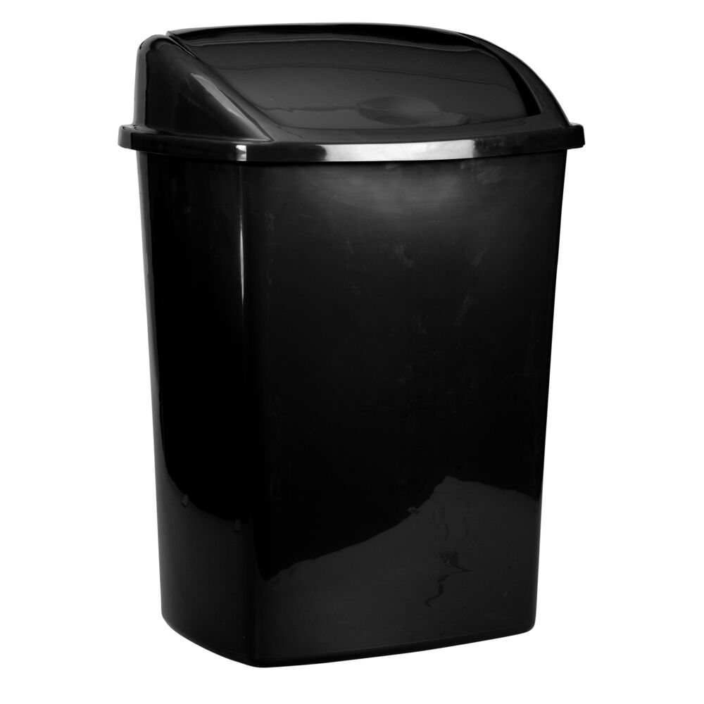 Avfallsbeholder, V-Part, Sort, 26 l, 27,2x35,2x48cm, plast, m/ svinglokk, forb. til veggmontering