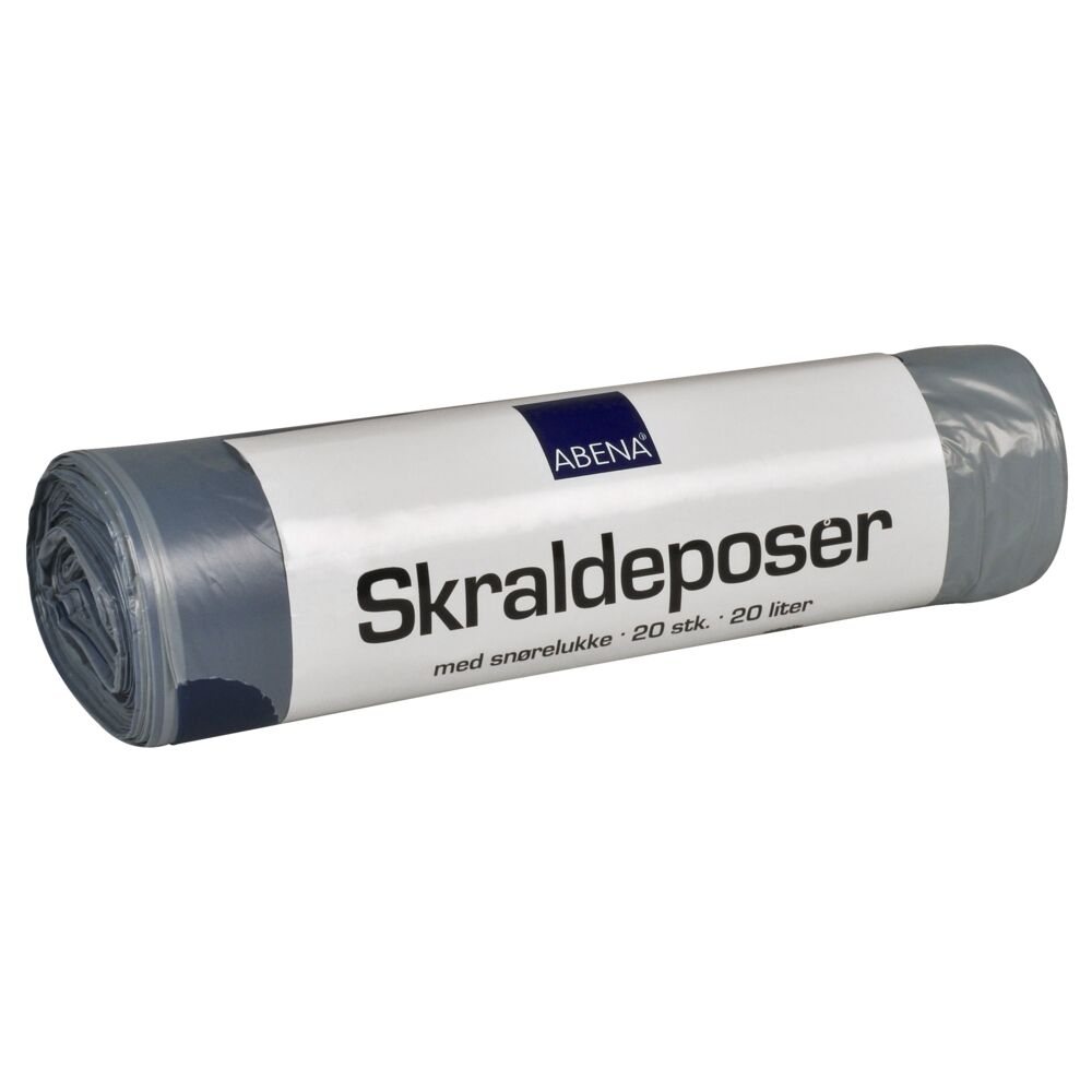 Avfallspose m/snøring, ABENA, Grå, 20 l, 44x50cm, 12my, LDPE/virgin, 20stk/rl