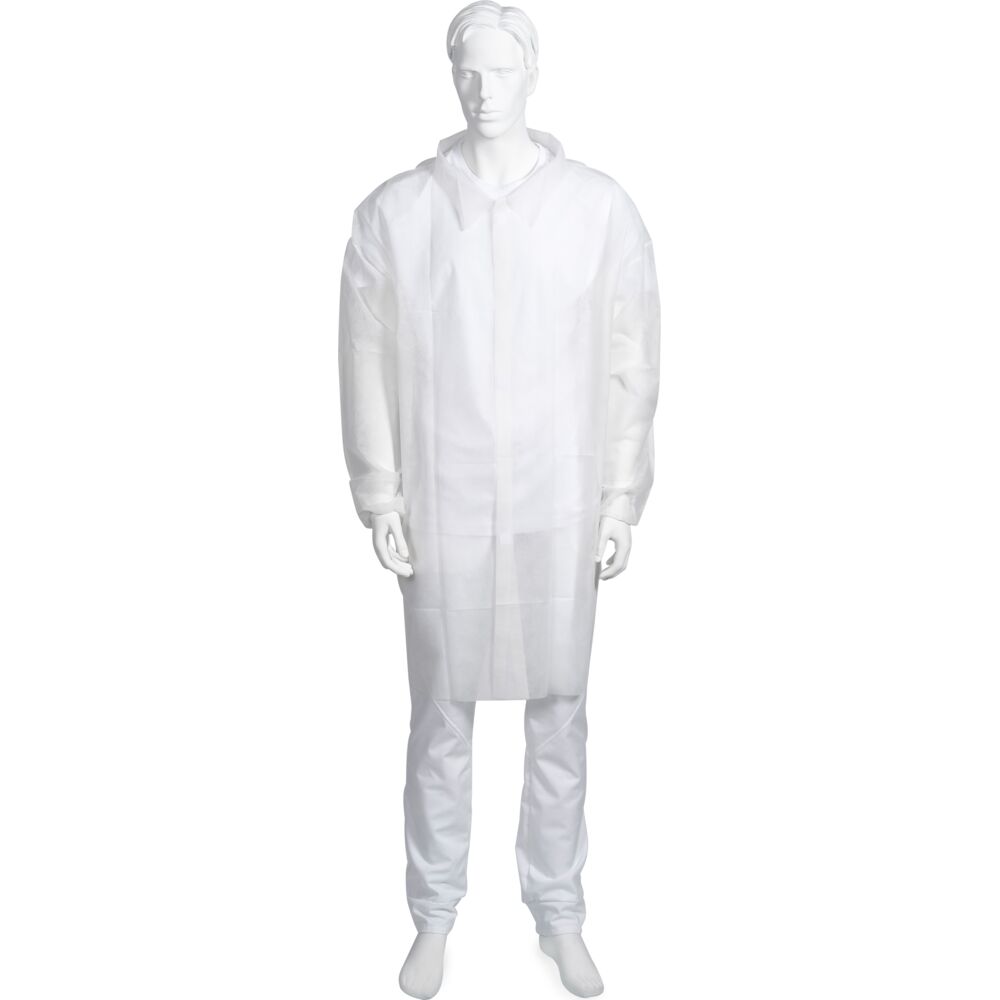 Besøksjakke, ABENA Classic, L/XL, 105x74cm, hvit, PP, usteril, engangs