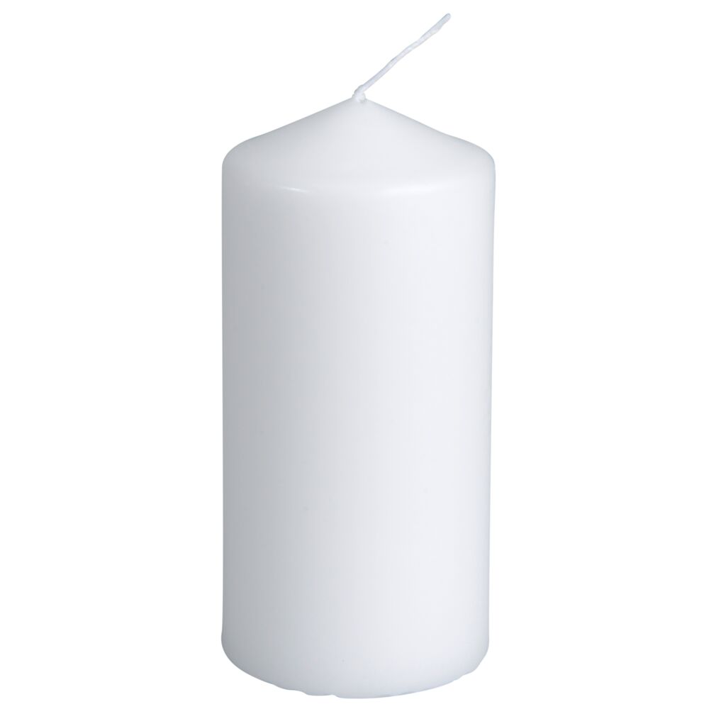 Bloklys, 12cm, Ø6cm, hvid, 35 timer, 100% paraffin