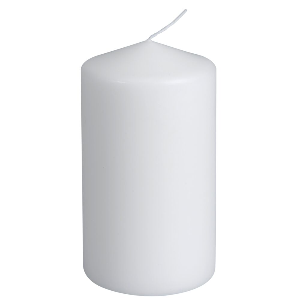 Bloklys, 12cm, Ø7cm, hvid, 50 timer, 100% paraffin