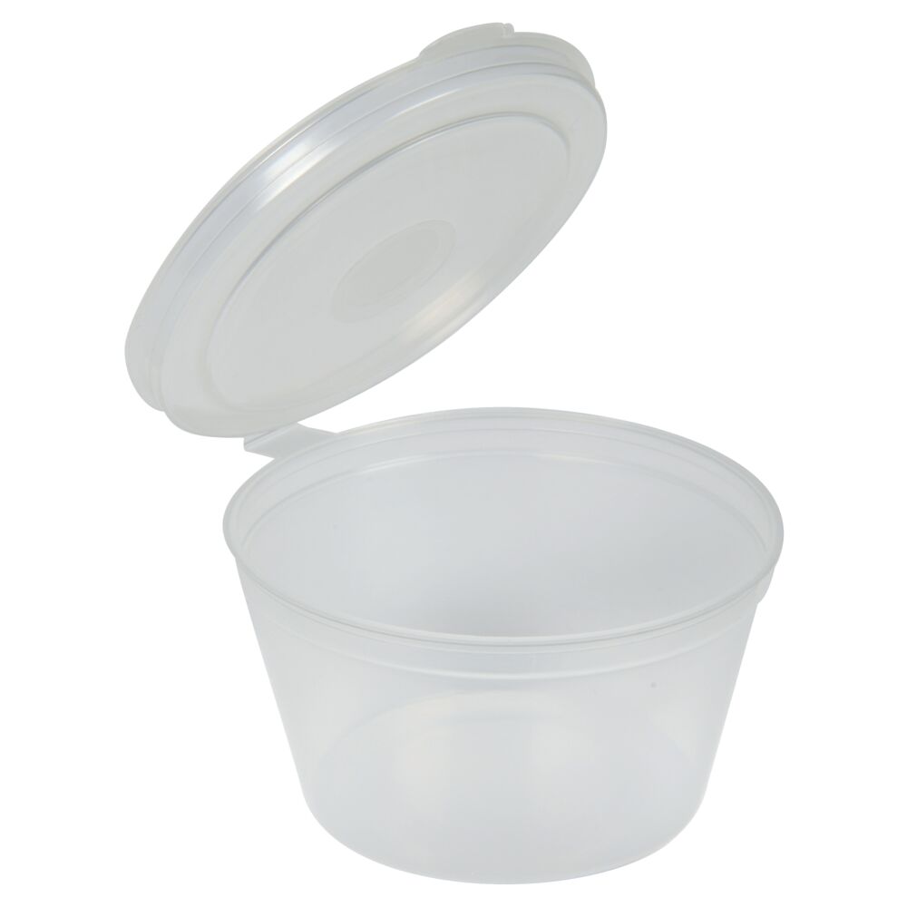 Dressingbeger, ABENA Gastro, 2,5cm, Ø5cm, 30 ml, 31 ml, klar, PP, med hengslet lokk