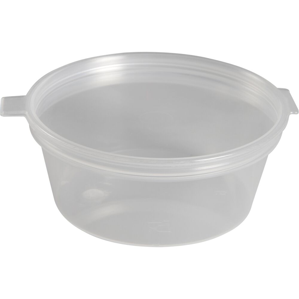 Dressingbeger, ABENA Gastro, 2,5cm, Ø7cm, 60 ml, klar, PP, med hengslet lokk