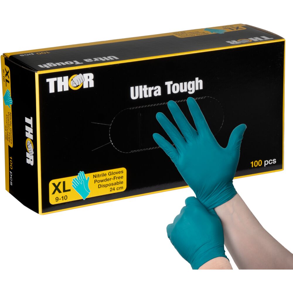 Engangshanske, THOR Ultra Tough, XL, grønn, nitril, pudderfri