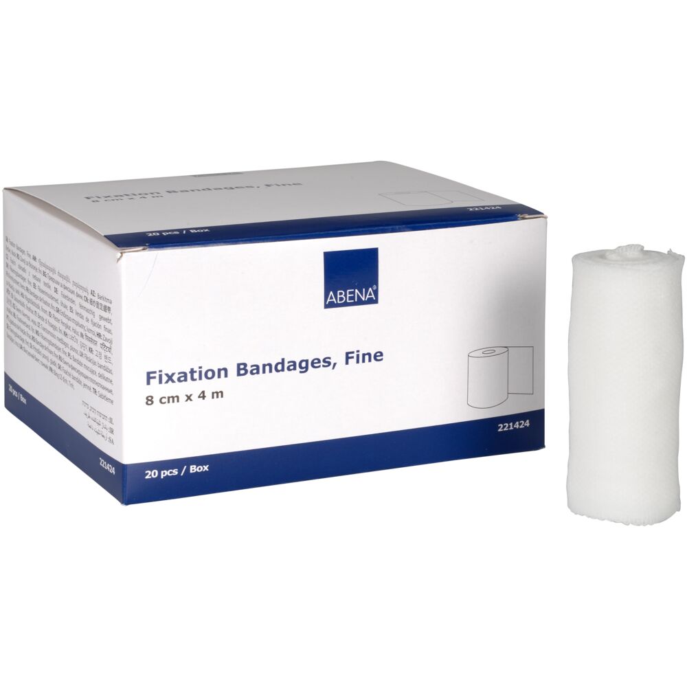 Fikseringsbandasje, Abena, 4m x 8cm, hvit, fin