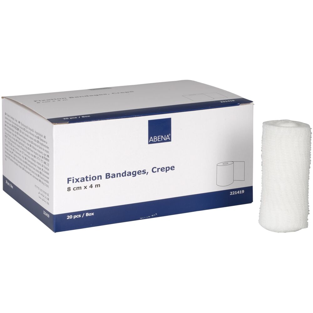 Fikseringsbind, ABENA, 4m x 8cm, hvid, crepe, usteril