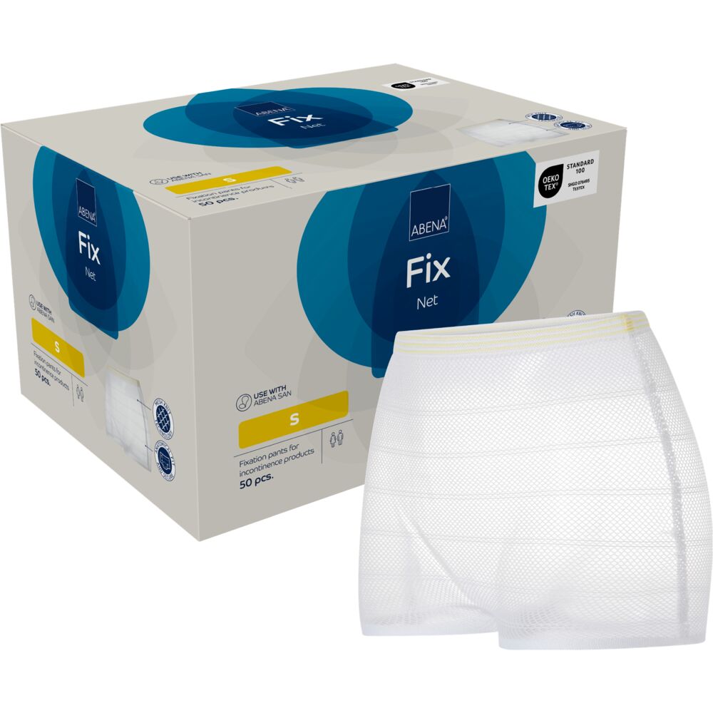 Fikseringstruse, ABENA Fix Net, S, hvit, gul fargekode