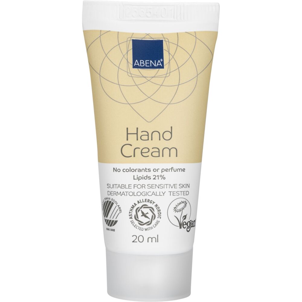 Håndkrem, ABENA, 20 ml, uten farge og parfyme, 21% fett