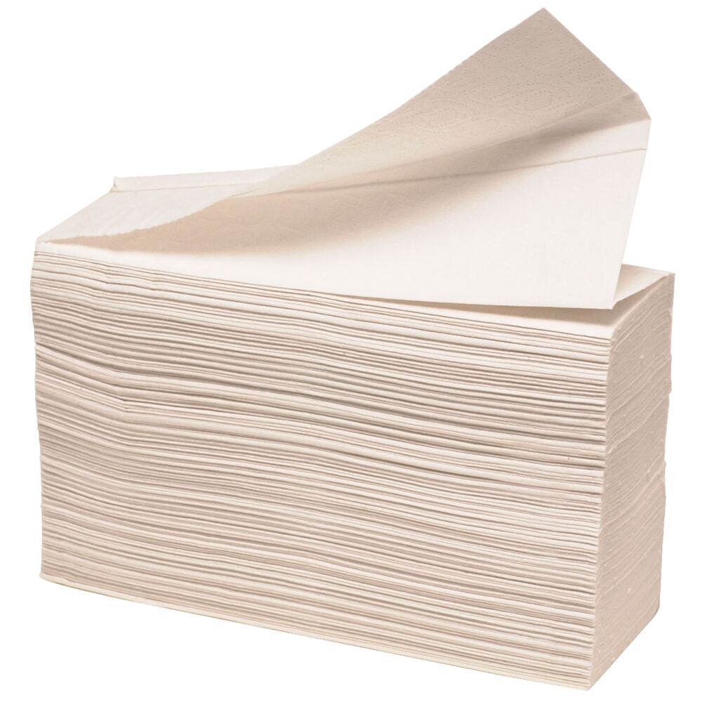 Håndtørk, ABENA Excellent, W-fold, 2-lags, 32x21,5cm, hvit, nyfiber, smal