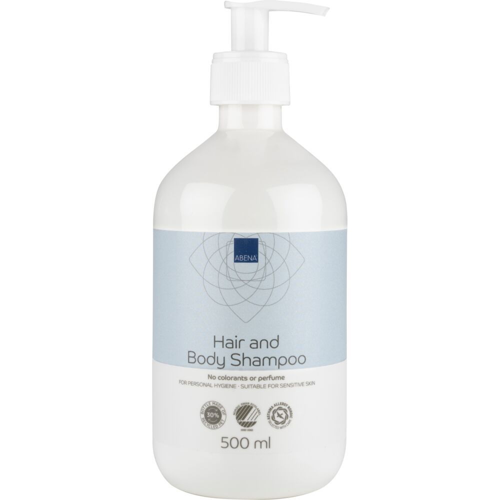 Hår- og Bodyshampoo, ABENA, 500 ml, uten farge og parfyme