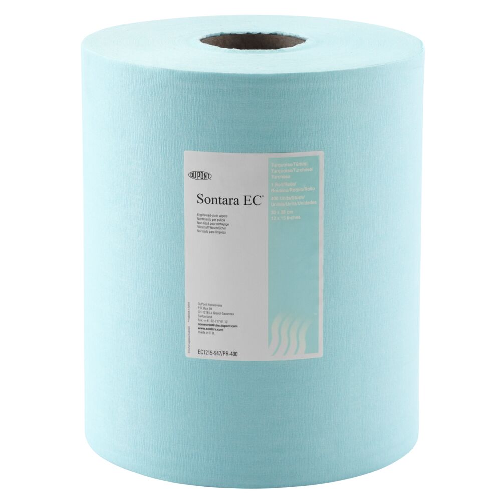 Industriaftørring, Sontara EC, 1-lags, 152m x 30,5cm, Ø25cm, turkis, nonwoven