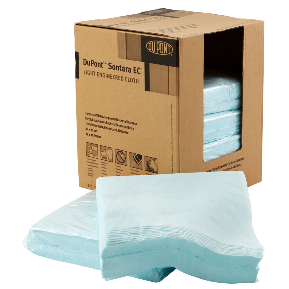 Industriaftørring, Sontara Light, 1-lags, 30,5x30,5cm, turkis, nyfiber/polyester