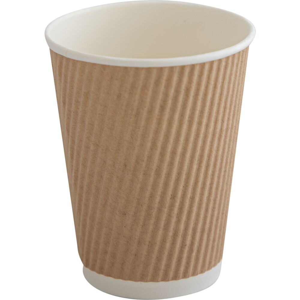Kaffebeger, 11cm, Ø9cm, 36 cl, 40 cl, 12 oz, brun, papp/PE, ripple wall light