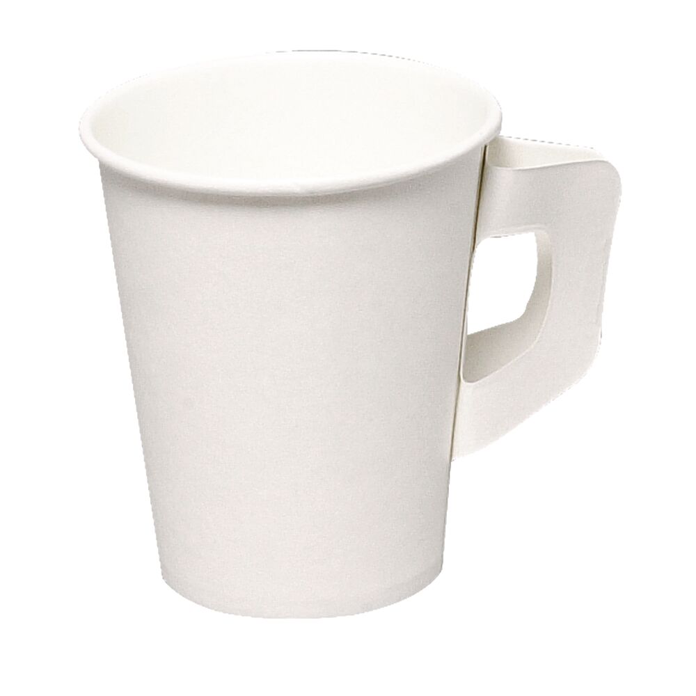 Kaffebeger, ABENA Gastro, 9,5cm, Ø7,5cm, 24 cl/9 oz, hvit, PE/papp, med hank