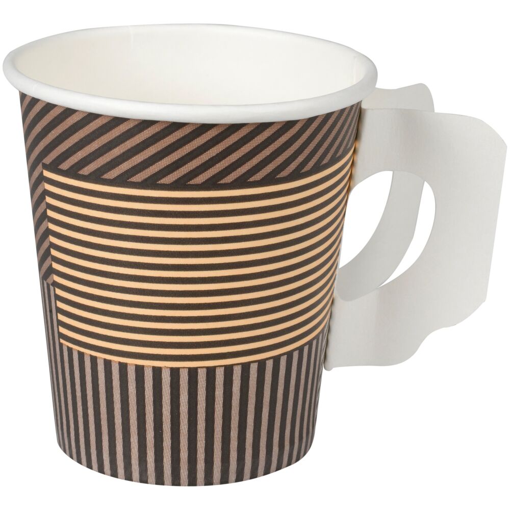 Kaffebeger, Lines, ABENA Gastro, 7,8cm, Ø7,2cm, 18 cl, 21 cl, 7 oz, brun, PE/papp, med hank