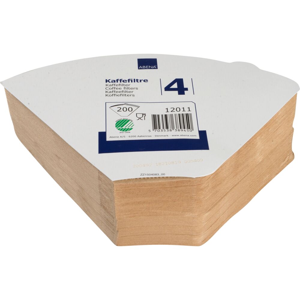 Kaffefilter, ABENA, ubleket, filterpapir, 1X4