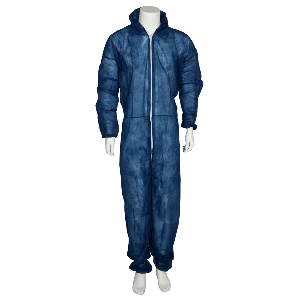 Kjeledress med hette, ABENA Classic, L/XL, 185x68cm, blå, PP, usteril, engangs