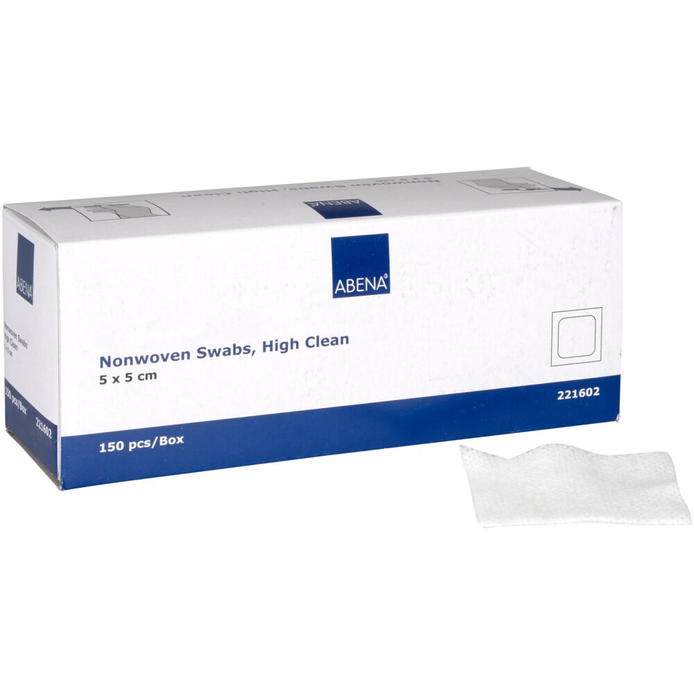 Kompress, nonwoven, ABENA, 4-lags, 5x5cm, hvit, cleanbox, usteril