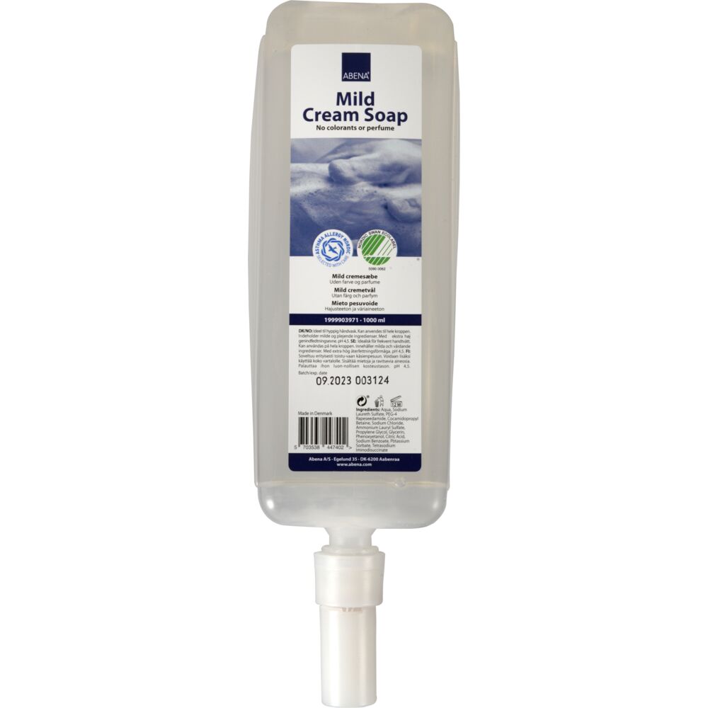 Kremsåpe, mild, ABENA, 1000 ml, refill, uten farge og parfyme