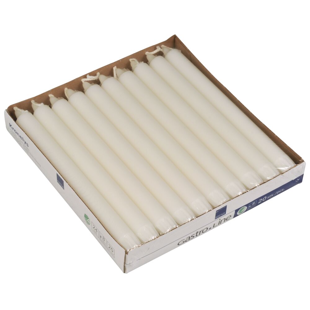 Kronelys, ABENA Gastro, 24cm, Ø2,2cm, hvit, stearin, 9 timer