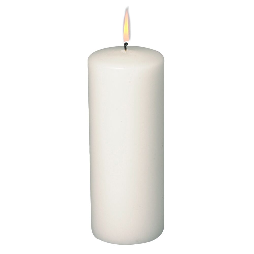 Kubbelys, 18cm, Ø7cm, hvit, parafin, 80 timer