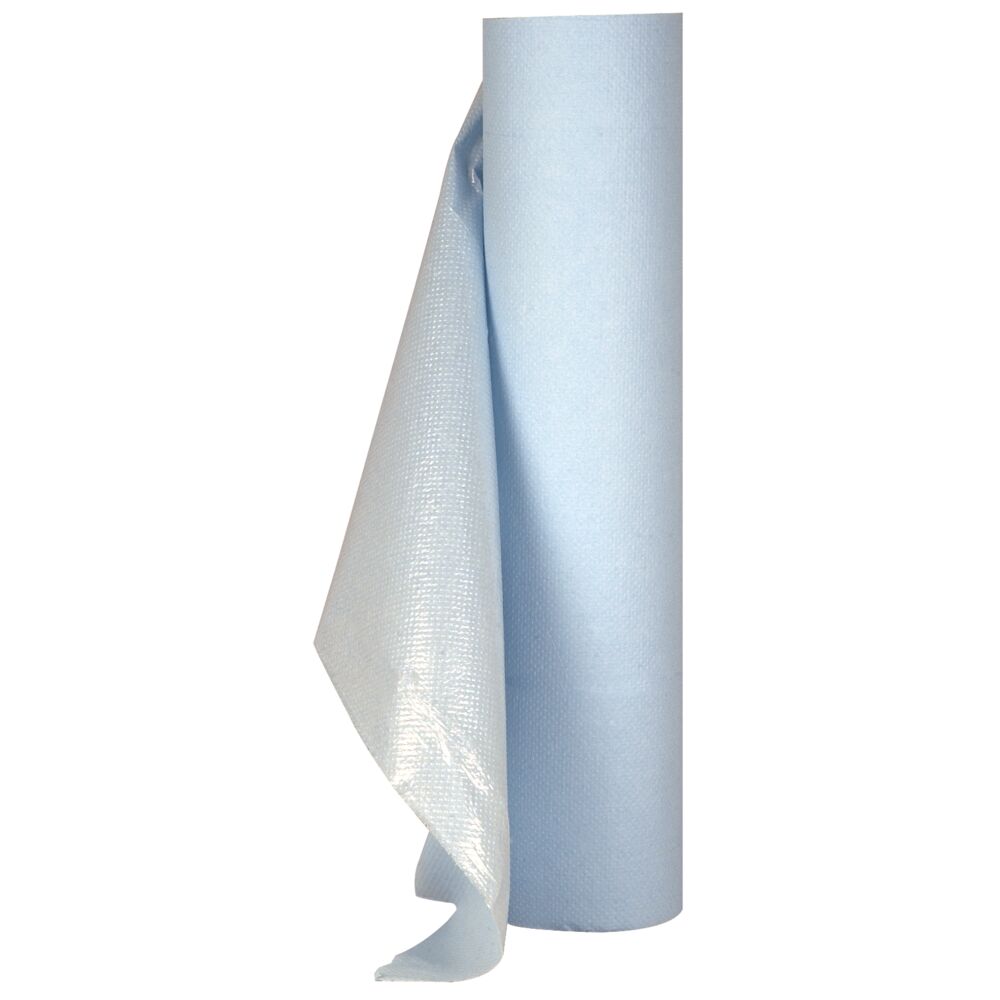 Legebenkpapir, ABENA, Couch Rolls, 2-lags, 65m x 50cm, lyseblå, PE/tissue, perforert