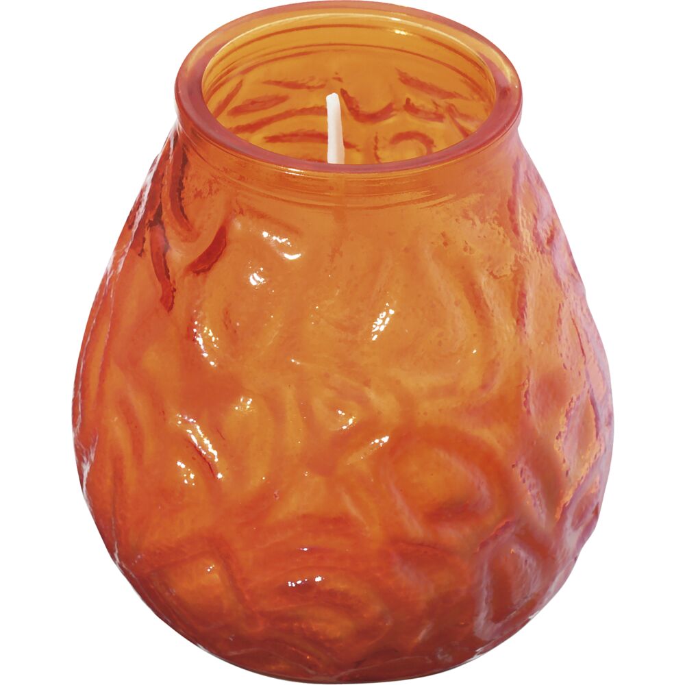 Lyslykt, Bolsius, 10,5cm, Ø9,5cm, oransje, parafin, 70 timer, i glassbeholder