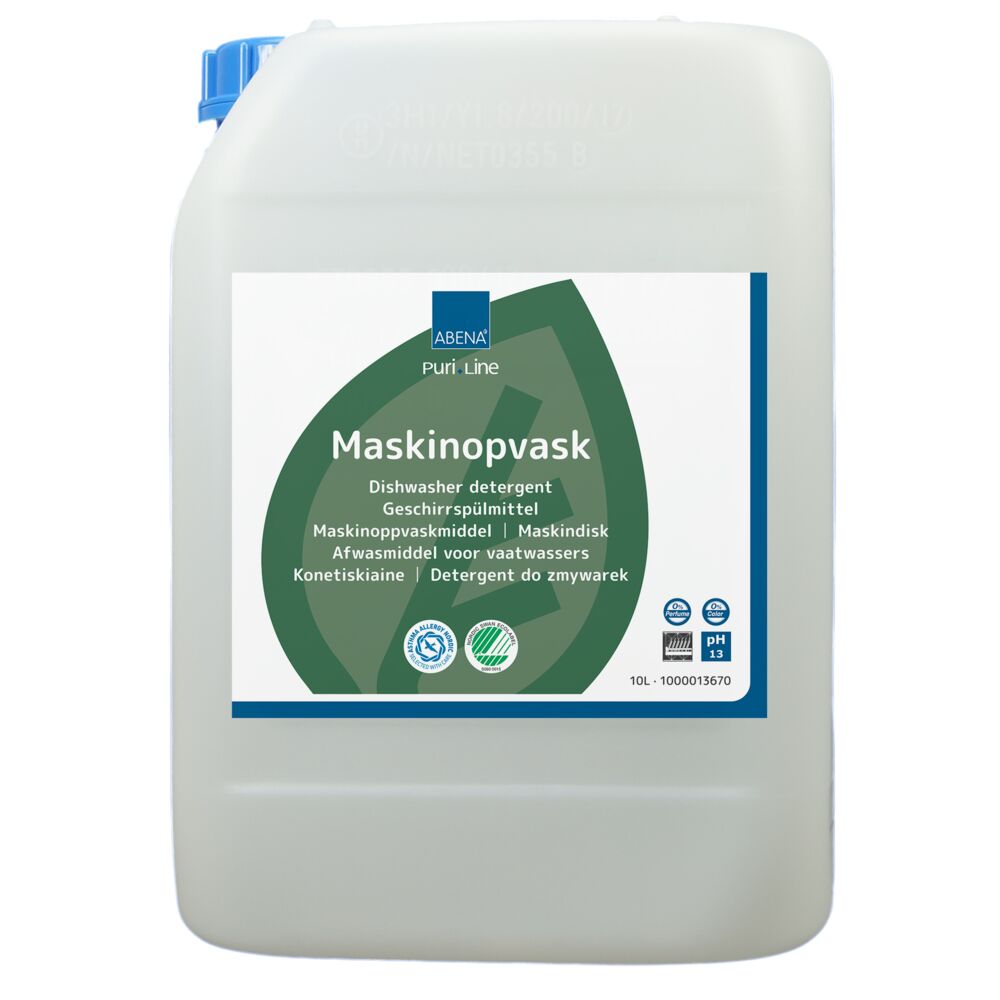 Maskinoppvask, ABENA Puri-Line, 10 l, alusikker, uten klor, farge og parfyme