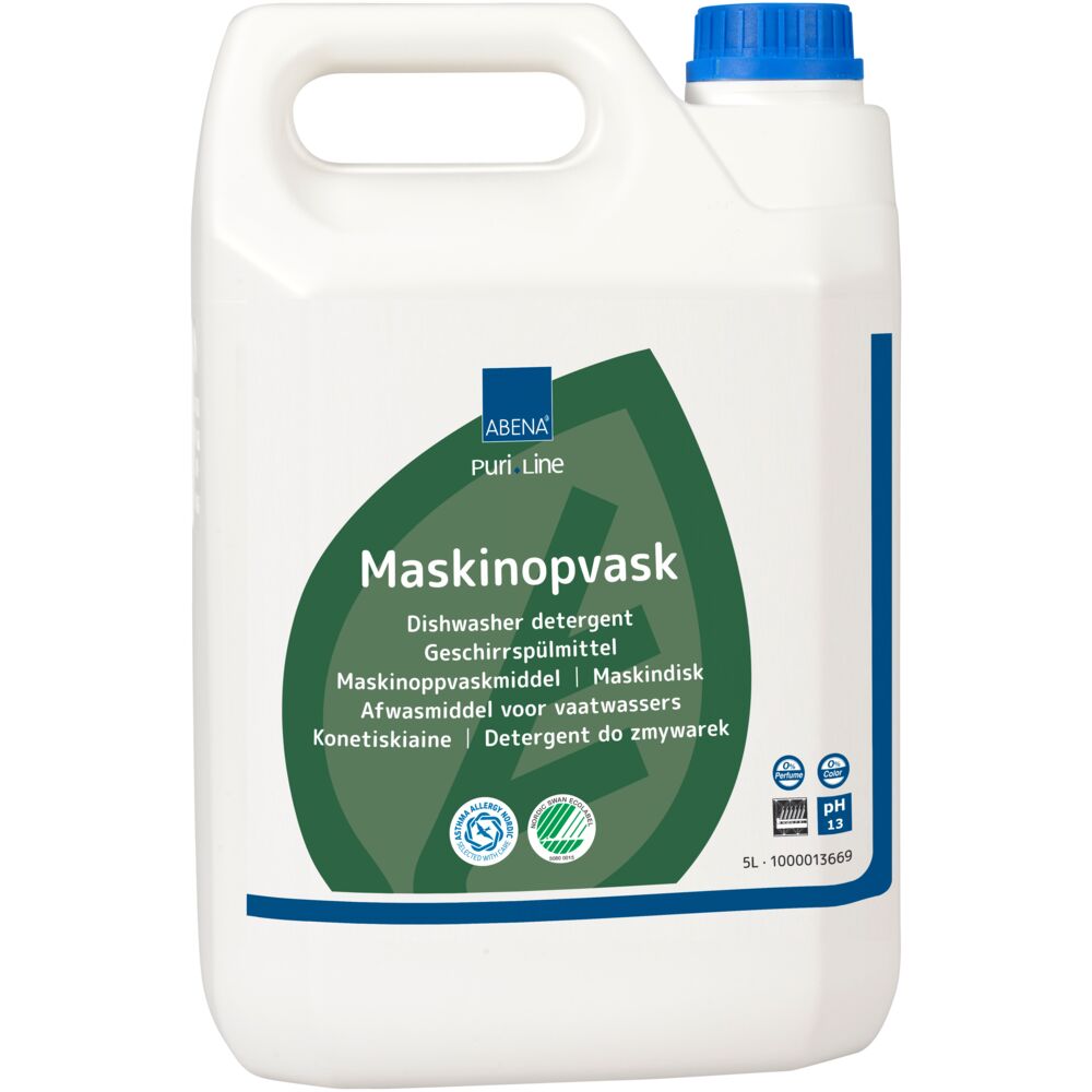 Maskinoppvask, ABENA Puri-Line, 5 l, alusikker, uten klor, farge og parfyme