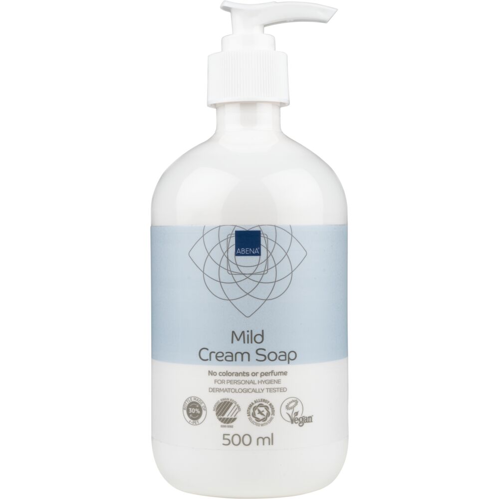 Mild kremsåpe, ABENA, 500 ml, uten farge og parfyme