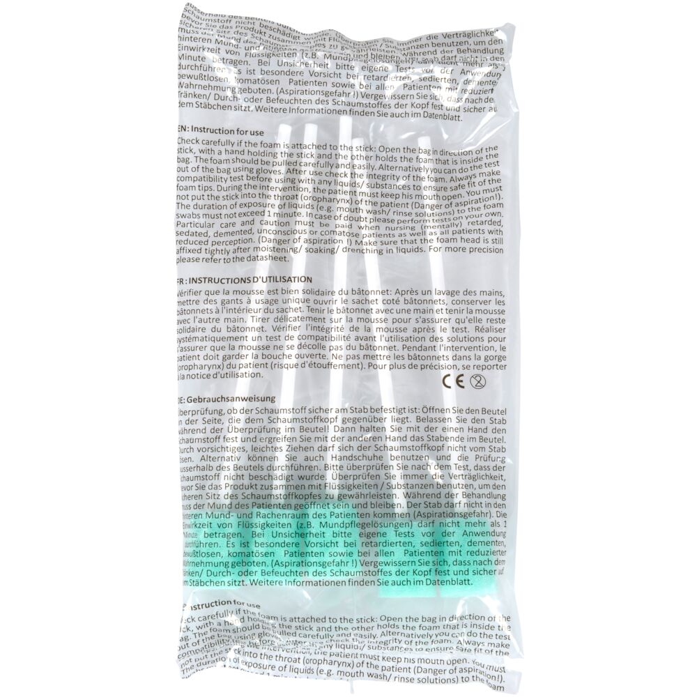 Munnrensepinne, 15cm, tørr, med skumgummi, omkrets ca. 5,2x2,3 cm, engangs