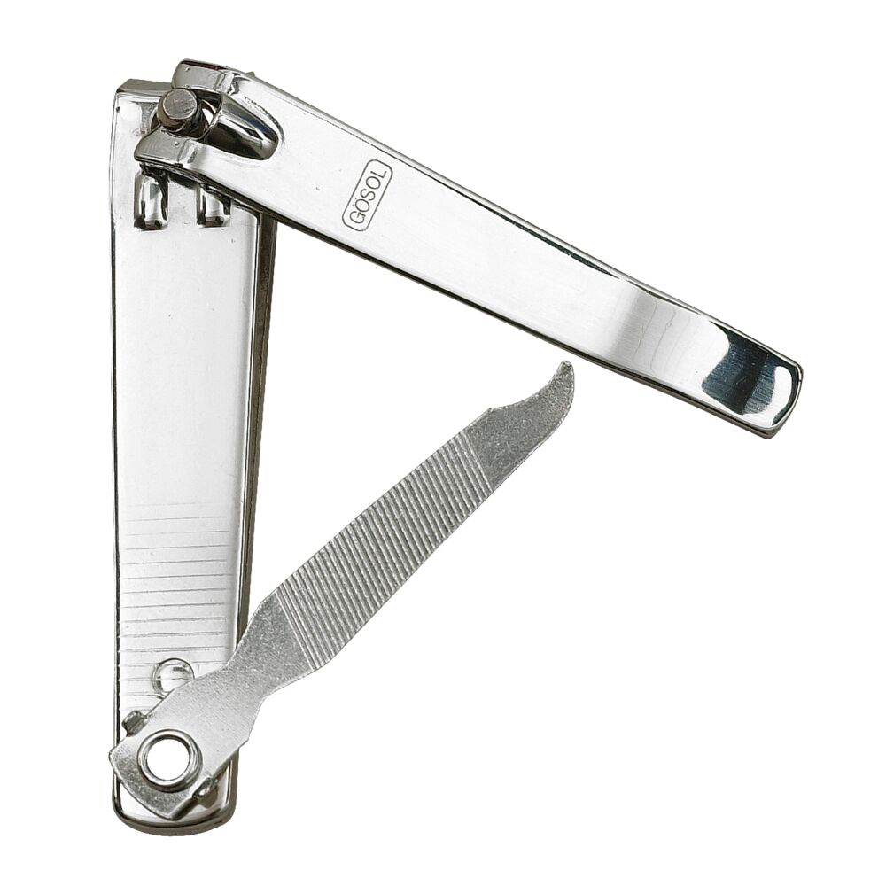 Negleklipper, 5cm, tre-i-én, med kjede, forkrommet