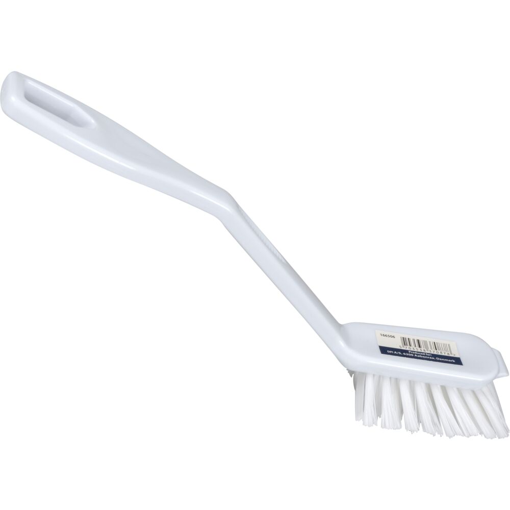 Oppvaskbørste, 27cm, hvit, nylon/PP, stive børstehår, skrapekant