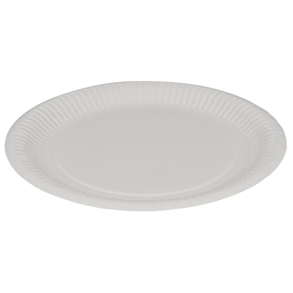 Papptallerken, Ø23cm, hvit, kaolin coating