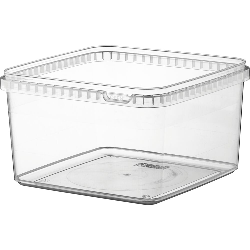 Plastbeger, 19,2x19,2x11,2cm, 3000 ml, klar, PP, 1-roms, stor forpakning
