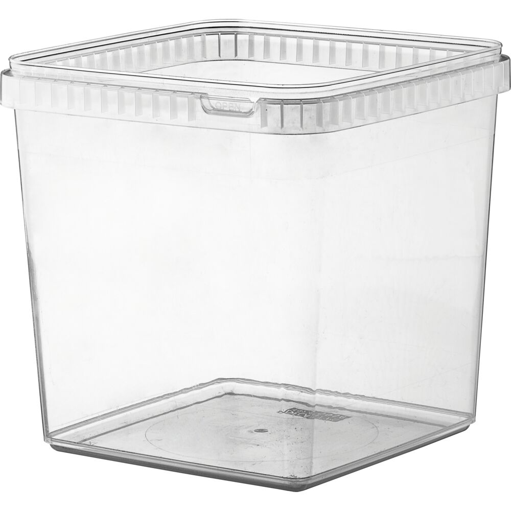 Plastbeger, 19,2x19,2x19,1cm, 5000 ml, klar, PP, 1-roms, stor forpakning