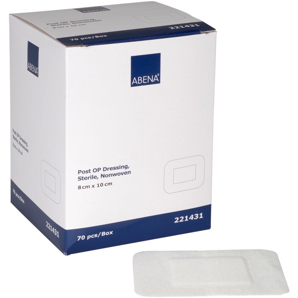 Post-OP forbinding, ABENA, 8x10cm, hvit, lateksfri, steril