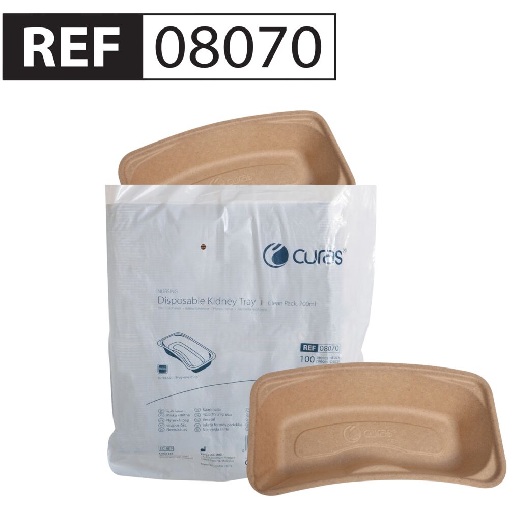 Pussbekken, Curas, 26x14x5cm, 700 ml, beige, naturlige fiber, bionedbrytbar, engangs