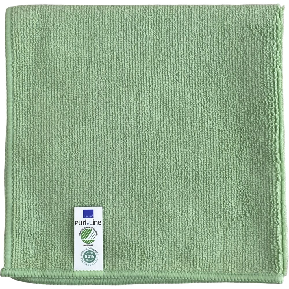 Rengjøringsklut, ABENA Puri-Line Basic, 32x32cm, grønn, mikrofiber, 80% resirkulert