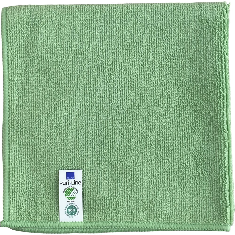 Rengjøringsklut, ABENA Puri-Line Basic, 40x40cm, grønn, mikrofiber, 80% resirkulert