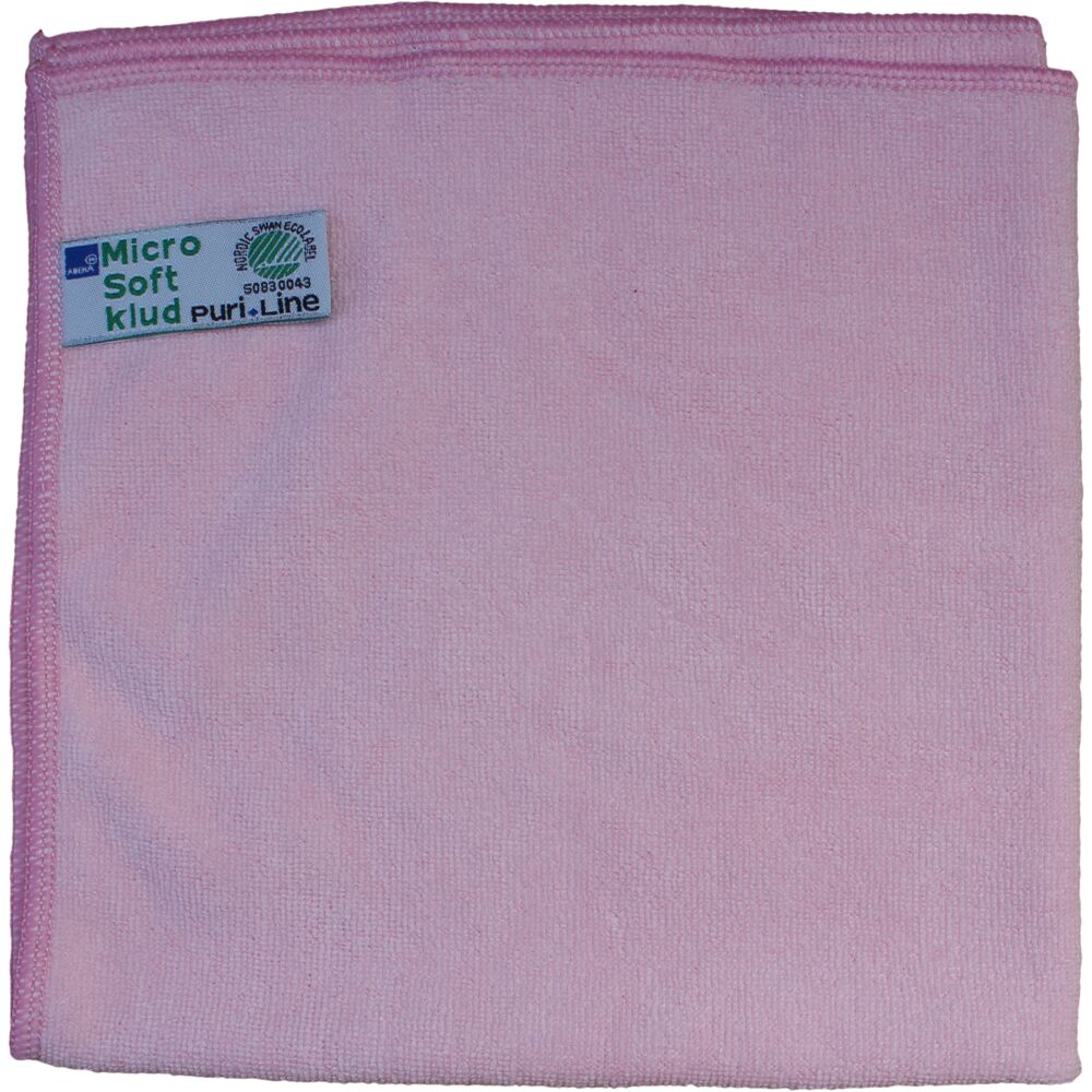 Rengjøringsklut, ABENA Puri-Line Soft, 40x40cm, rød, mikrofiber, 70% resirkulert