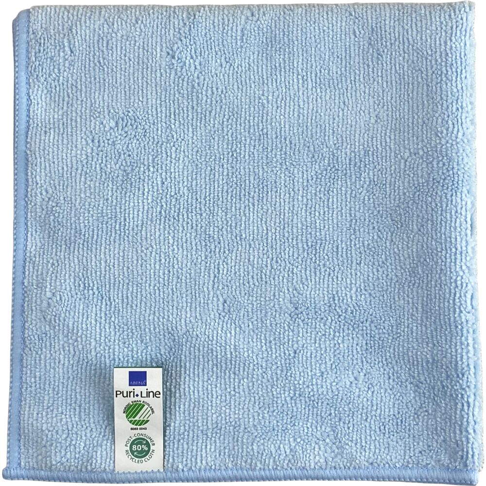 Rengøringsklut, ABENA Puri-Line Basic, 40x40cm, blå, mikrofiber, 80% resirkulert