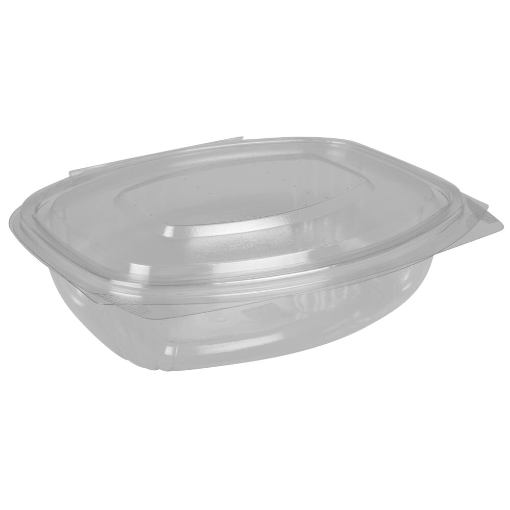 Salatbeger, ABENA Cater-Line, 5cm, Ø12,5cm, 150 ml, klar, RPET, med hengslet lokk, rund