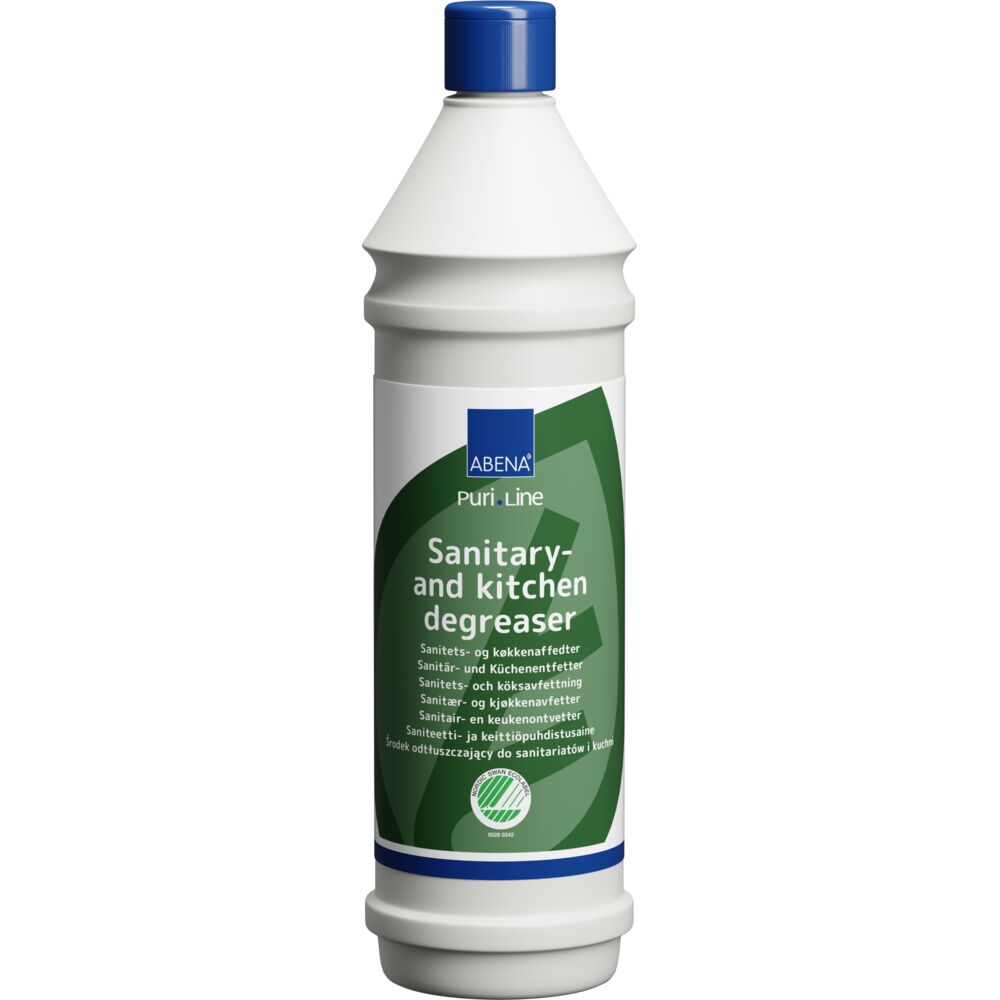 Sanitets- og kjøkkenavfetter, ABENA Puri-Line, 1 l, alkalisk/avfettende, uten farge og parfyme