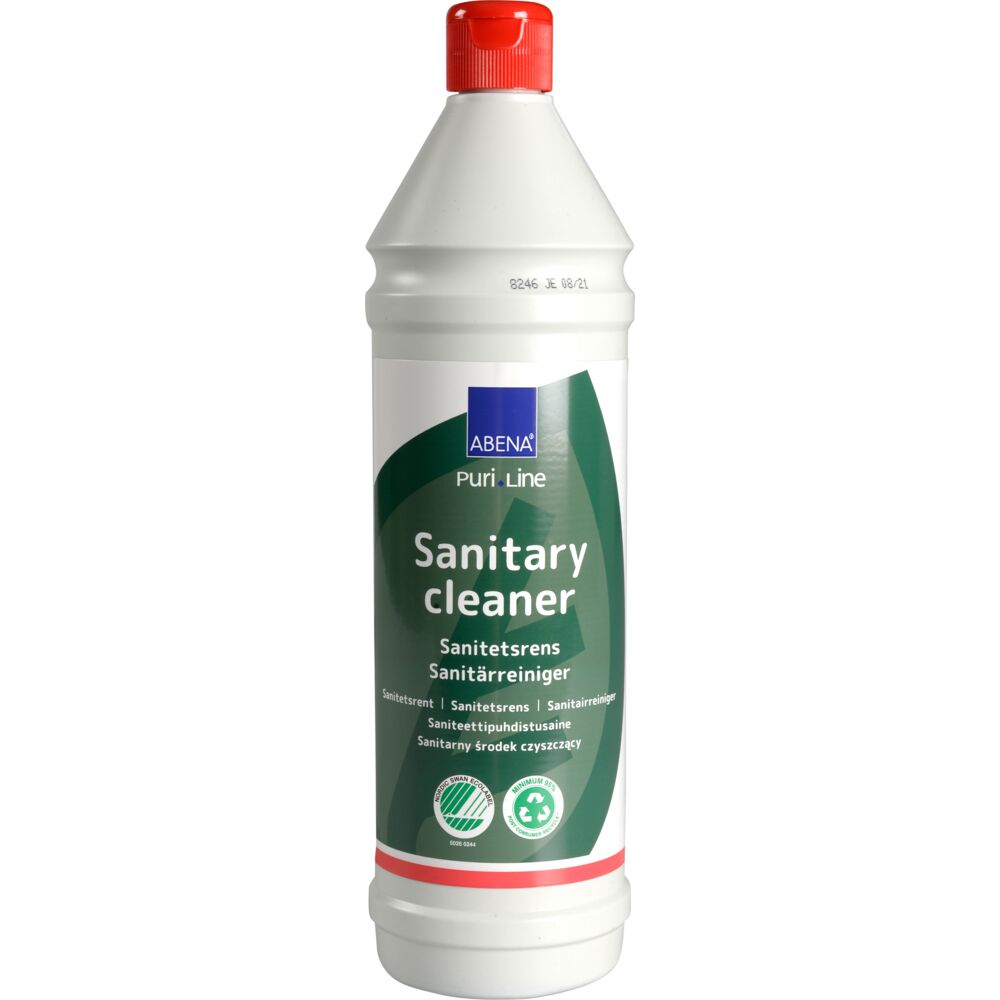 Sanitetsrengjøring, ABENA Puri-Line, 1 l, sur/kalkhemmende, med farge og parfyme
