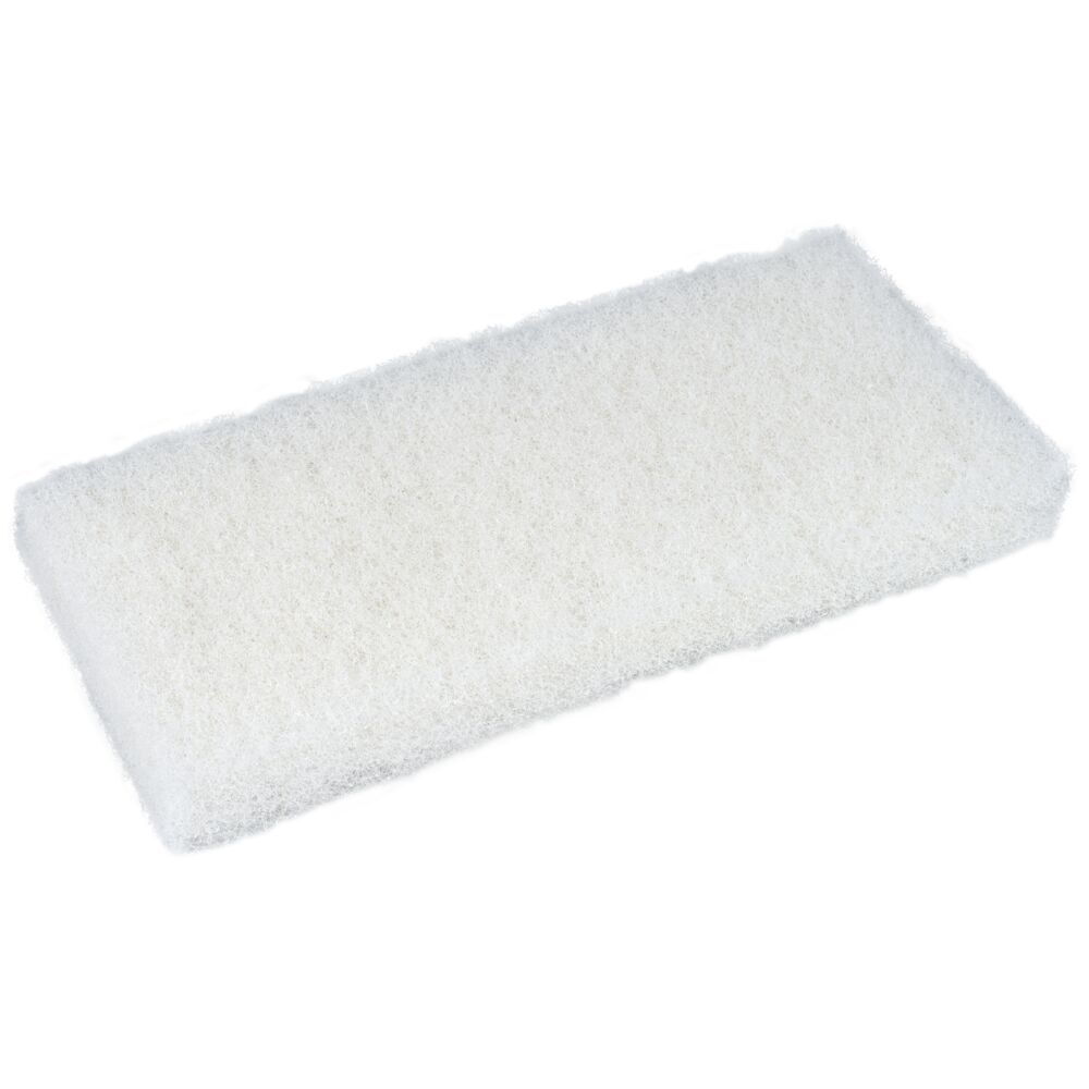 Skurefiber, 25x12x2,5cm, hvit, polyester, fin skureeffekt, ripefri