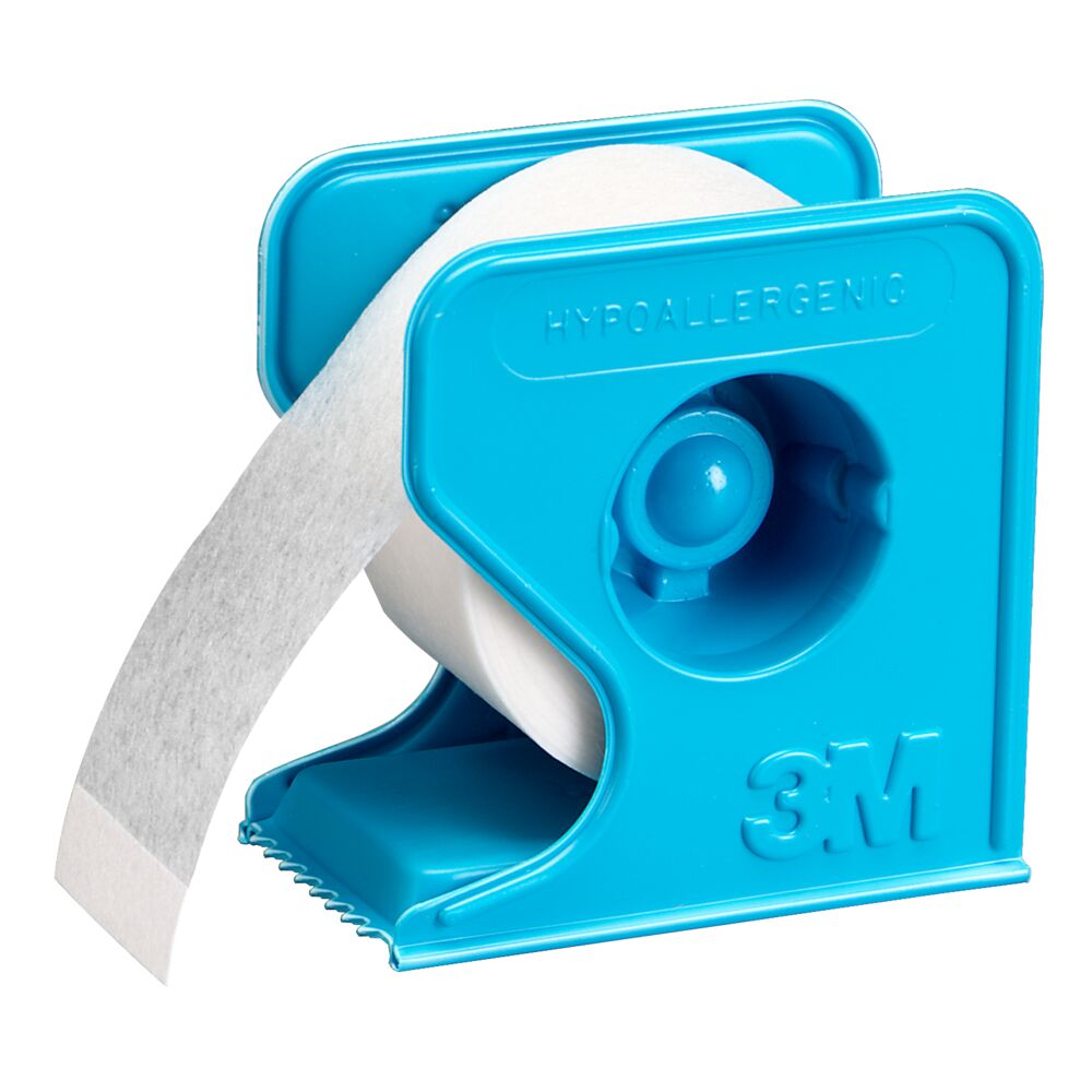 Tape, Micropore, 9,1m x 2,5cm, hvit, med dispenser